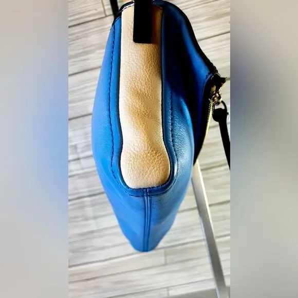 013-Kate Spade Marsala Blk,wht&blue color Block Leather Messenger Crossbody Bag - Picture 4 of 13